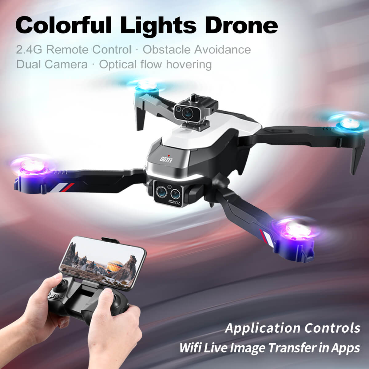 4D-M2 Obstacle Avoidance Drone With Colored Lights