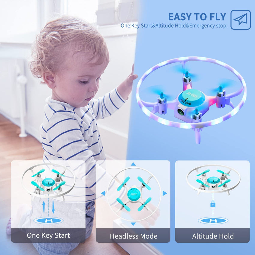 4D-V5 Mini Drone with Camera and LED Lights for Kids Blue